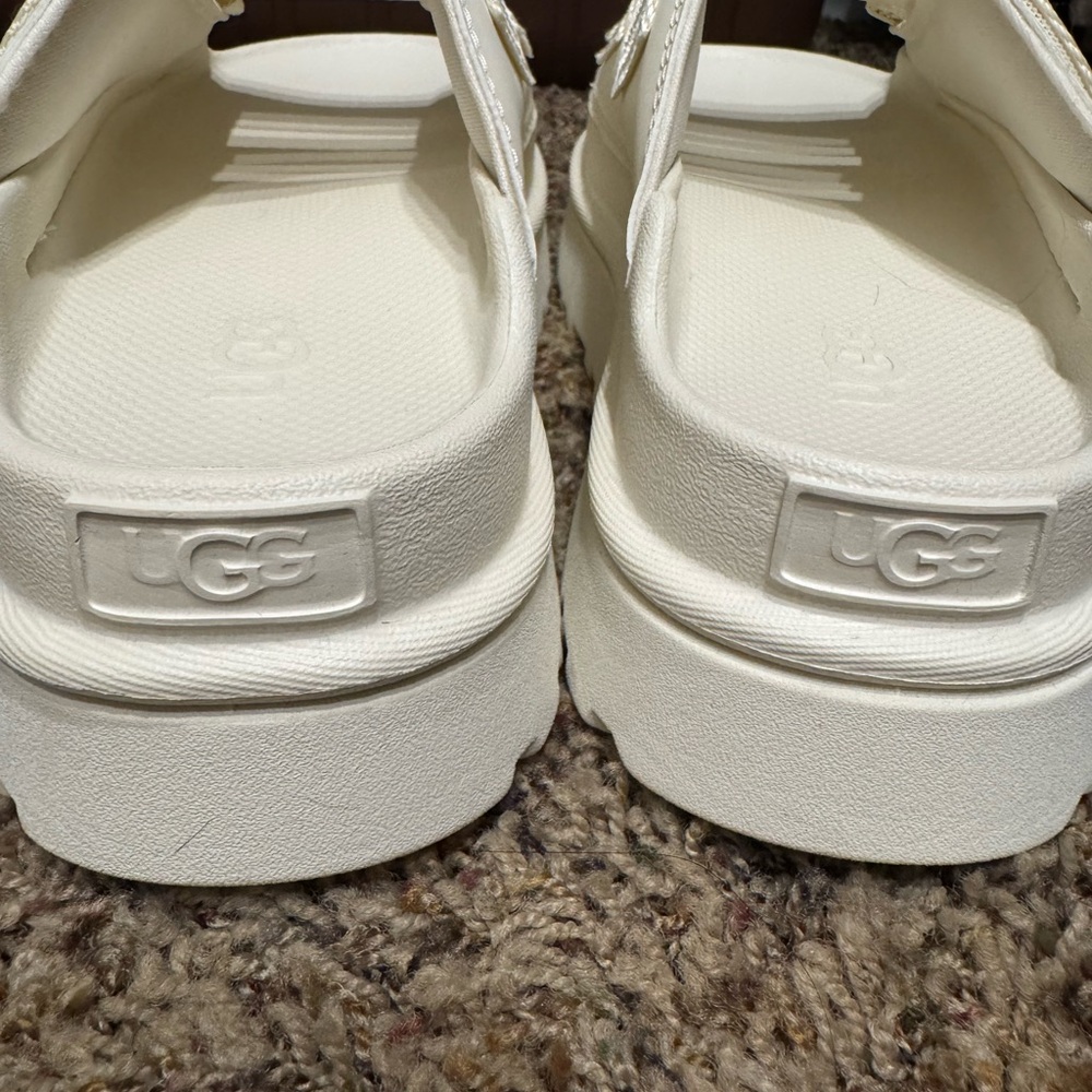 UGG Cream Triple-Strap Goldenglow Platform Sandals, size 7 - Picture 8 of 10